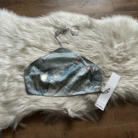 RETROFETE Duncan Silk Top In Romano Denim - Picture 6 of 8